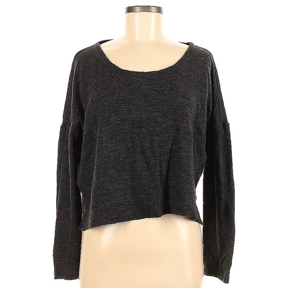 Ugg Merino Wool Lightweight Sweater Charcoal Grey Cropped Logo Women’s Large L - Picture 3 of 13